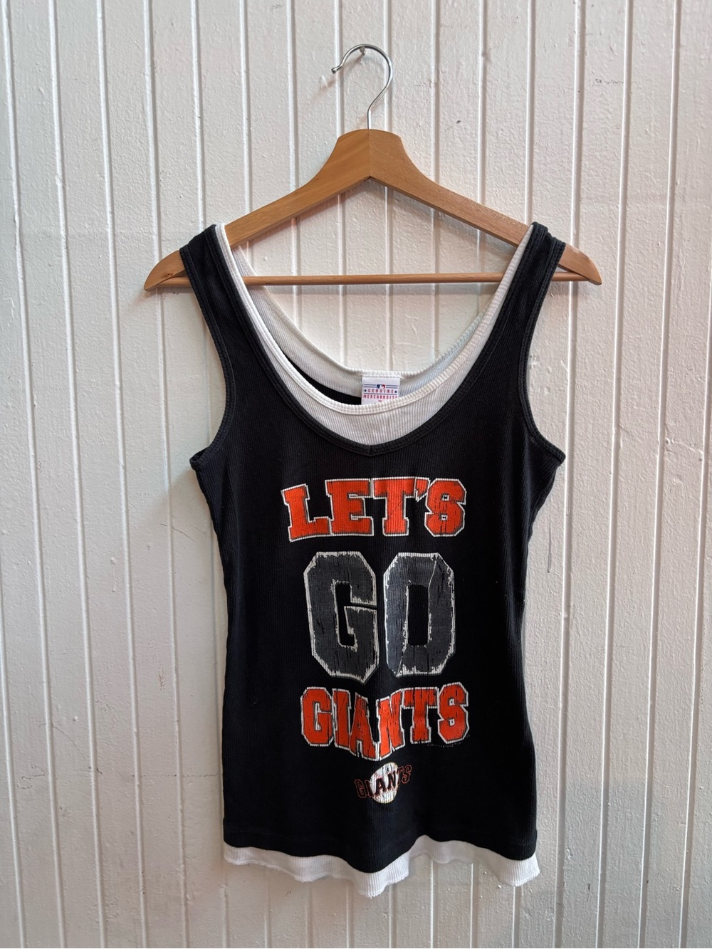 Y2K LET'S GO GIANTS Black Tank Top - Team Graphic Women's Layered Look